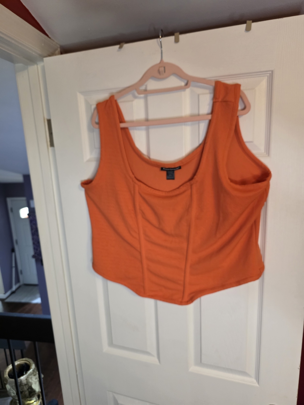 Ashley Stewart Vibrant Orange Scoop Neck Crop Tank